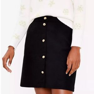 NWT black wool skirt with gold buttons